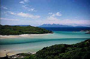 The white silver morar sands just north of Arisaig on the west coast of Scotland